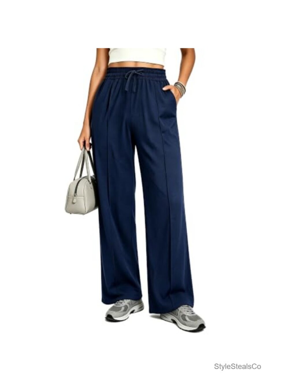 Wide Leg Pants French Terry Lounge Pants with Pockets High Waist